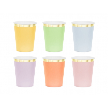 KUBECZKI PAPIEROWE MIX ZE ZŁOTYMI BRZEGAMI 220ml 1opak./6szt.