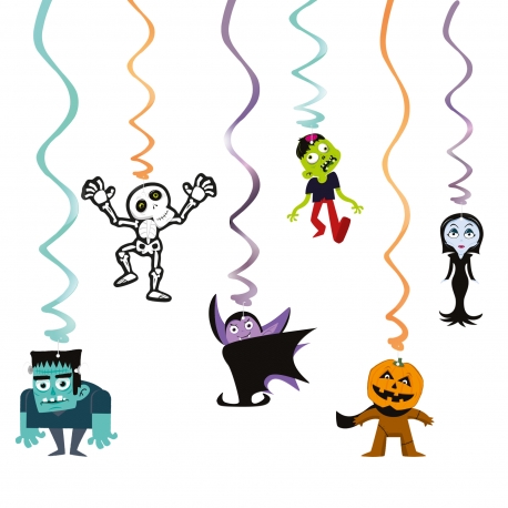 DEKORACJE PAPIEROWE ŚWIDERKI "HALLOWEEN MONSTERS" 1opak./6szt.