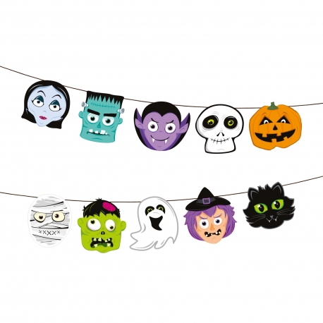 GIRLANDA PAPIEROWA "HALLOWEEN MONSTERS Z GŁOWAMI" 150cm