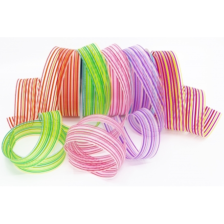 ZESTAW WSTĄŻEK TKANYCH "KOLOROWE PASKI" 4cm/10m - 5 SZTUK