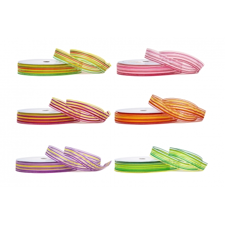 ZESTAW WSTĄŻEK TKANYCH "KOLOROWE PASKI" 2cm/10m - 6 SZTUK
