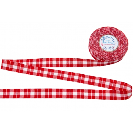 WSTĄŻKA TKANA DWUSTRONNA ZE WZOREM "KRATKA" 2cm/10m