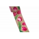 WSTĄŻKA MATERIAŁOWA Z DRUCIKIEM ZE WZOREM "TULIPANY" 6,3cm/5yd