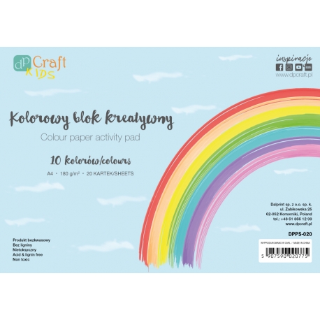 KOLOROWY BLOK KREATYWNY 180g, A4,1opak./20szt.