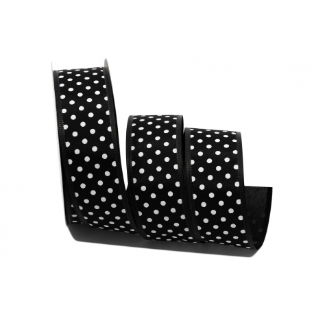 WIRED EDGE PRINTED FABRIC RIBBON WITH "SMALL DOTS" PATTERN 4cm/10m