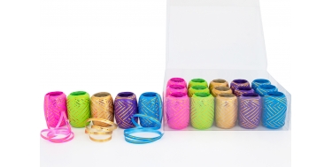 POLYBAND MIT GOLDENEN STREIFEN "EIKNÄUEL - MIX FARBEN" 0,5cm/20m