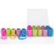PP RIBBON WITH GOLDEN STRIPES "RIBBON EGGS -  MIX OF COLOURS" 0,5cm/20m