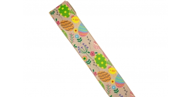 WSTĄŻKA MATERIAŁOWA Z DRUCIKIEM ZE WZOREM "PISANKI" 6,3cm/5yd