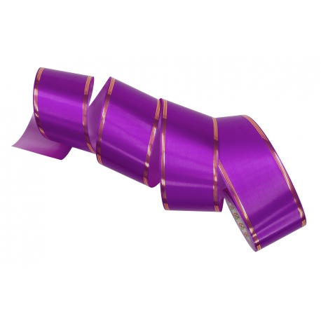 WSTĄŻKA PP Z 6 ZŁOTYMI PASKAMI 6cm, 8cm, 10cm/50yd