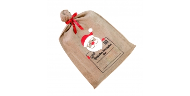 JUTOWY WOREK NA PREZENTY Z NADRUKIEM "MIKOŁAJ" 50cm/80cm