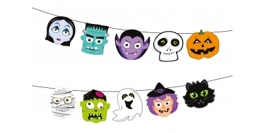 GIRLANDA PAPIEROWA "HALLOWEEN MONSTERS Z GŁOWAMI" 150cm