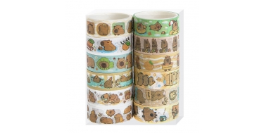 TAŚMA DEKORACYJNA WASHI TAPE "KAPIBARY" 1,5cm/2m 1opak./12szt.