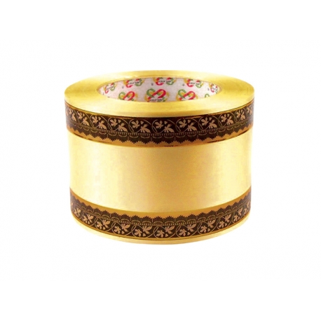 PP FUNERAL RIBBON WITH "MAPLE" PATTERN WITH GOLDEN STRIPES