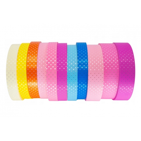 ZESTAW WSTĄŻEK POLIPROPYLENOWYCH PP DRUKOWANYCH ZE WZOREM "KROPKI" - 11 SZTUK