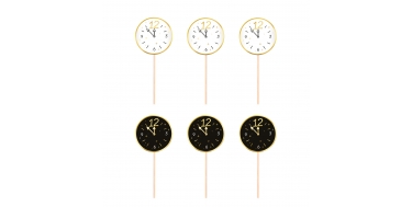 DEKORACJE DO MUFFINEK TOPPERY "HAPPY NEW YEAR - ZEGAR" 1opak./6szt.