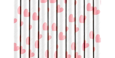 SŁOMKI PAPIEROWE "SERDUSZKA" 19,5cm 1opak./10szt.