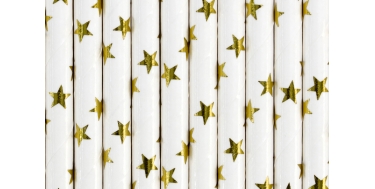 SŁOMKI PAPIEROWE "GWIAZDKI" 19,5cm 1opak./10szt.