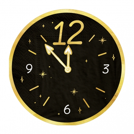 SERWETKI PAPIEROWE JEDNORAZOWE "HAPPY NEW YEAR - ZEGAR" 1opak./10szt.