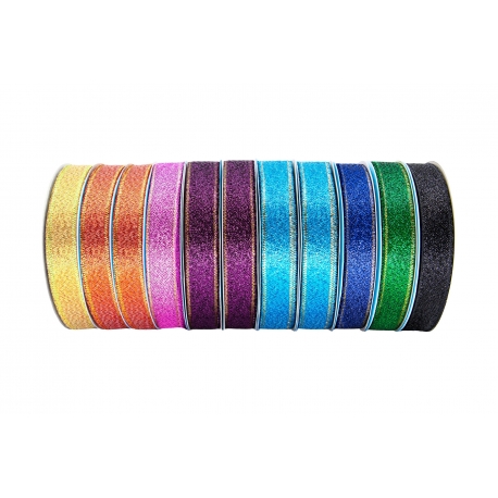 ZESTAW WSTĄŻEK TKANYCH METALICZNYCH BROKATOWYCH 2cm/10m - 11 SZTUK