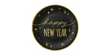 TALERZYKI PAPIEROWE "HAPPY NEW YEAR" 18cm 1opak./6szt.