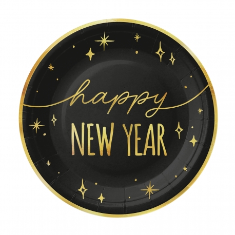 TALERZYKI PAPIEROWE "HAPPY NEW YEAR" 18cm 1opak./6szt.
