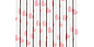 SŁOMKI PAPIEROWE "SERDUSZKA" 19,5cm 1opak./10szt.