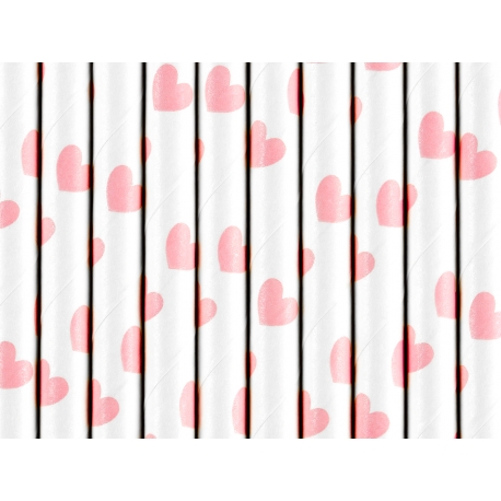 SŁOMKI PAPIEROWE "SERDUSZKA" 19,5cm 1opak./10szt.