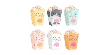 PUDEŁKA NA POPCORN "KOTKI" 8,5cm/15cm 1opak./6szt.