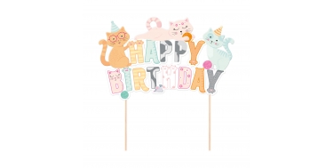 TOPPER NA TORT "KOTKI HAPPY BIRTHDAY" 1opak./1szt.