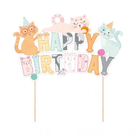 TOPPER NA TORT "KOTKI HAPPY BIRTHDAY" 1opak./1szt.
