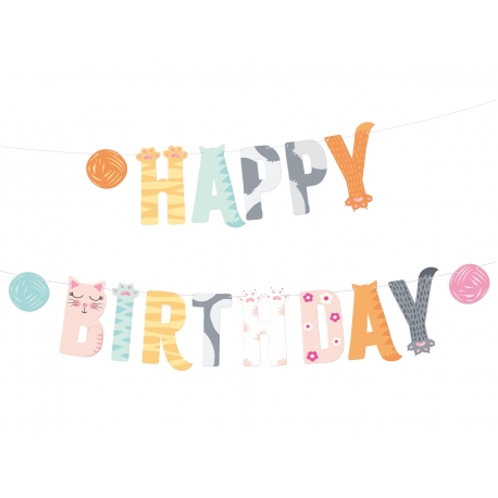BANER HAPPY BIRTHDAY "KOTKI" 18cmx200cm