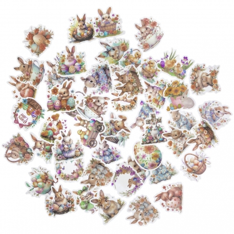 NAKLEJKI WINYLOWE "VINTAGE BUNNIES" 1opak./50szt.