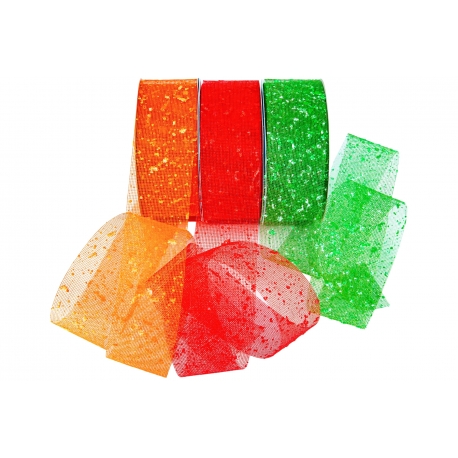 ZESTAW WSTĄŻEK TKANYCH - SIATEK "SNOW" 5cm/10m - 3 SZTUKI