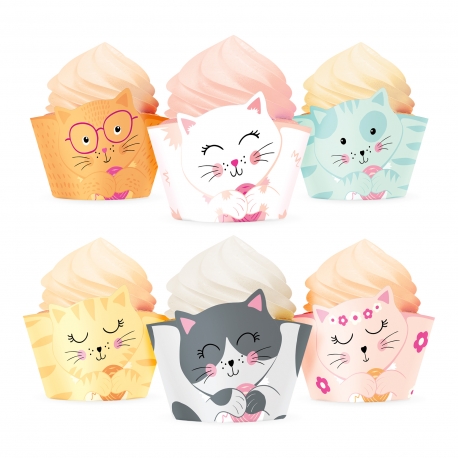 PAPILOTKI DEKORACYJNE "KOTKI" 1opak./6szt.