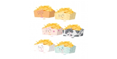 PUDEŁKA NA CHIPSY / PRZEKĄSKI "KOTKI" 15cm/10cm/8,5cm 1opak./3szt.