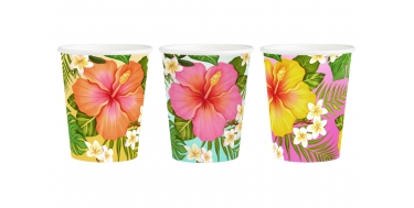 KUBECZKI PAPIEROWE "TROPIKALNE KWIATY - ALOHA" 270ml 1opak./6szt.