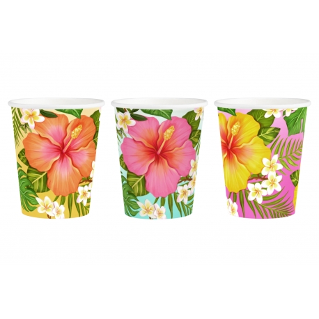 KUBECZKI PAPIEROWE "TROPIKALNE KWIATY - ALOHA" 270ml 1opak./6szt.