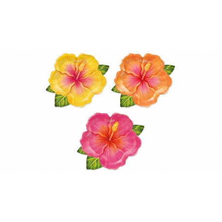 TALERZYKI PAPIEROWE "TROPIKALNE KWIATY - ALOHA" 26cm/22cm 1opak./6szt.