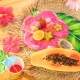 TALERZYKI PAPIEROWE "TROPIKALNY LIŚĆ BANANOWCA - ALOHA" 32cm/15cm 1opak./3szt.