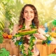 TALERZYKI PAPIEROWE "TROPIKALNY LIŚĆ BANANOWCA - ALOHA" 32cm/15cm 1opak./3szt.