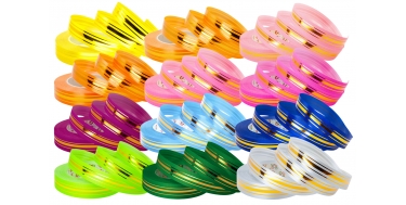 ZESTAW WSTĄŻEK PP Z 3 ZŁOTYMI PASKAMI 3cm/50yd - 12 SZTUK