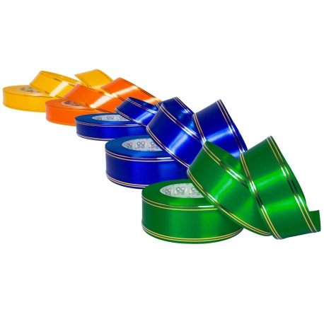 ZESTAW WSTĄŻEK PP Z 4 ZŁOTYMI PASKAMI 2cm, 4cm, 5cm/50yd - 5 SZTUK