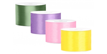ZESTAW WSTĄŻEK SATYNOWYCH "PASTELOWA WIOSNA" 5cm/25m - 4 SZTUKI