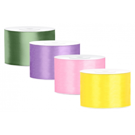 ZESTAW WSTĄŻEK SATYNOWYCH "PASTELOWA WIOSNA" 5cm/25m - 4 SZTUKI