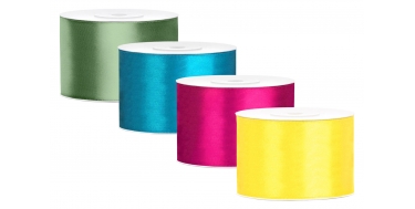 ZESTAW WSTĄŻEK SATYNOWYCH "TROPIKALNE LATO" 5cm/25m - 4 SZTUKI