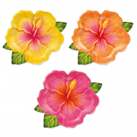 TALERZYKI PAPIEROWE "TROPIKALNE KWIATY - ALOHA" 26cm/22cm 1opak./6szt.