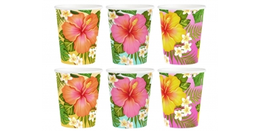 KUBECZKI PAPIEROWE "TROPIKALNE KWIATY - ALOHA" 270ml 1opak./6szt.