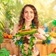 TALERZYKI PAPIEROWE "TROPIKALNY LIŚĆ BANANOWCA - ALOHA" 32cm/15cm 1opak./3szt.