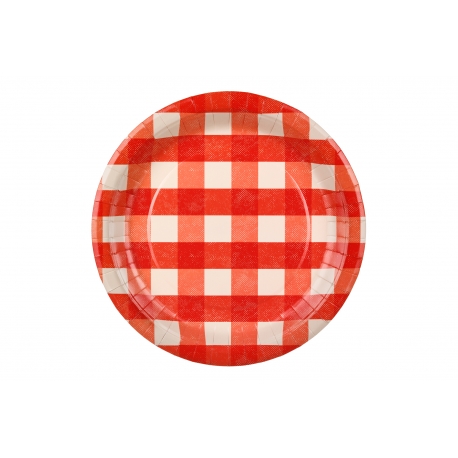 TALERZYKI PAPIEROWE OKRĄGŁE "KRATKA" 27cm 1opak./6szt.