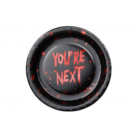 TALERZYKI PAPIEROWE OKRĄGŁE "YOU'RE NEXT" 23cm 1opak./6szt.
